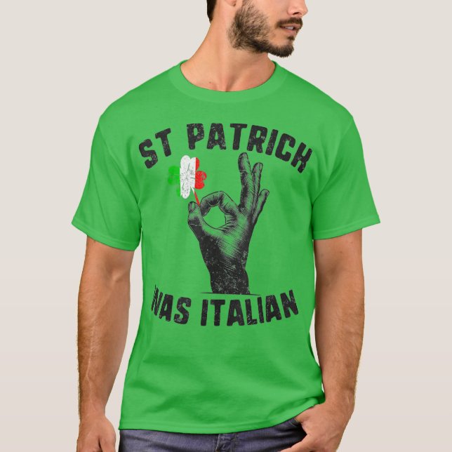 T-shirt st patrick Était Italiano Drapeau Italiano Main (Devant)