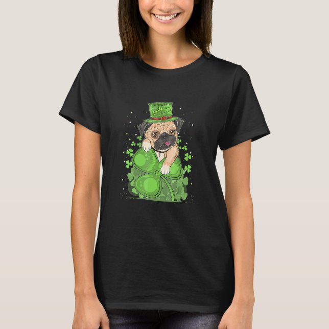 T-shirt St Patrick jour de la Saint-Patrick Pug Chiot Chie (Devant)