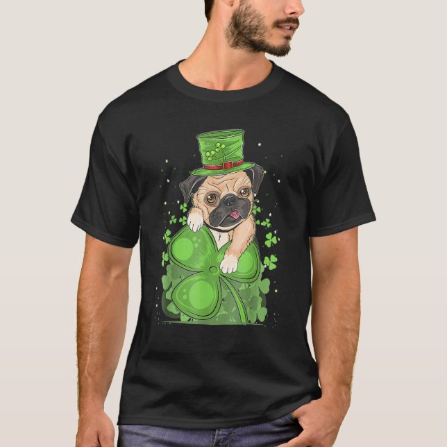 T-shirt St Patrick jour de la Saint-Patrick Pug chiot Chie (Devant)