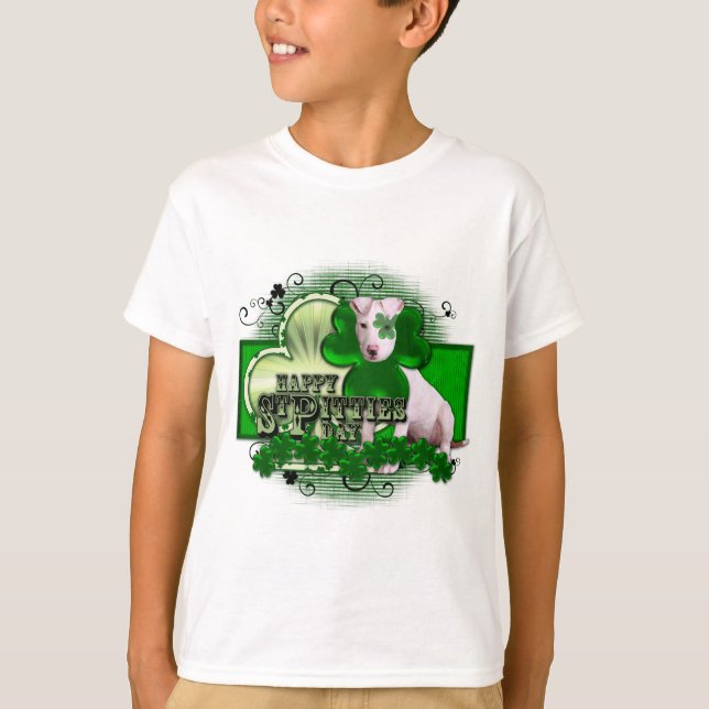 T-shirt St patrick - jour de St Pitties - Pitbull - Petey (Devant)