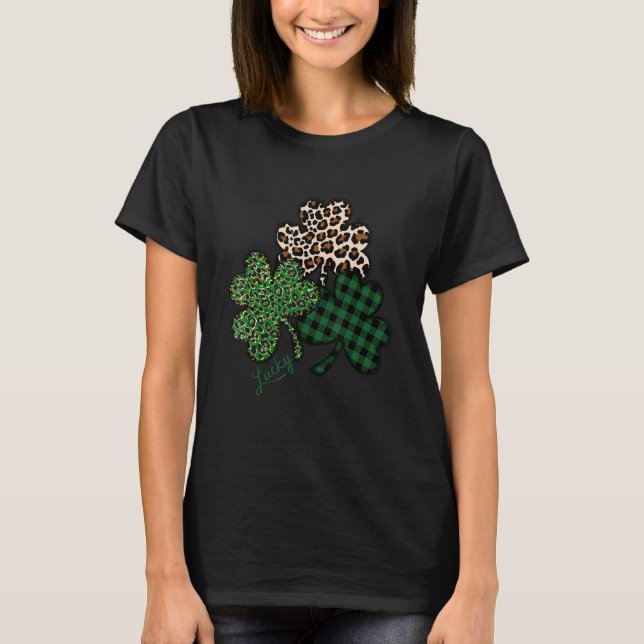 T-shirt St Patrick Jour S Drôle Buffalo Plaid Leopard Sham (Devant)
