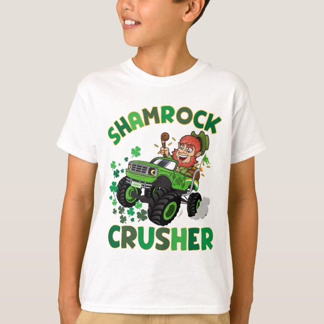 T-shirt St patrick leprechaun monster camion shamrock (Devant)