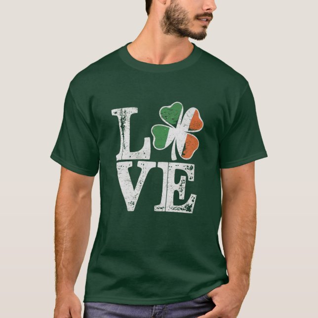 T-shirt St Patrick Love Chance Irlande Trèfle Vert  (Devant)