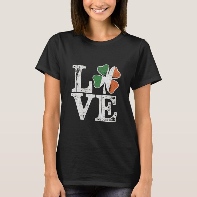 T-shirt St Patrick Love Chance Irlande Trèfle Vert  (Devant)