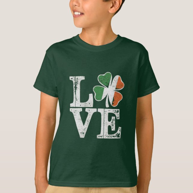 T-shirt St Patrick Love Chance Irlande Trèfle Vert  (Devant)