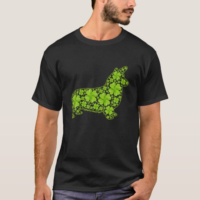 T-shirt St. Patrick Retro Leprechaun Corgi Dog Shamrock (Devant)