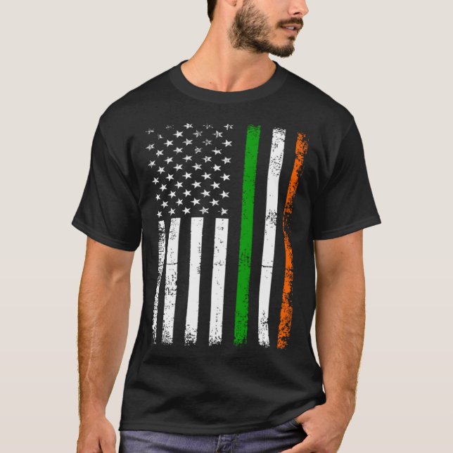 T-shirt St Patrick s Day Ireland s Irish American Flag (Devant)