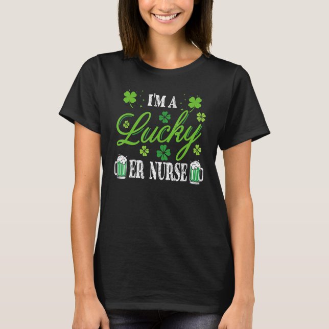 T-shirt St Patrick S Day Pyjama Je Suis Une Infirmière Urg (Devant)