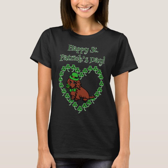 T-shirt St Patrick S Day Red Long Dachshund (Devant)