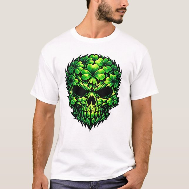 T-Shirt St Patrick Skull Trèfle Irlandais (Devant)