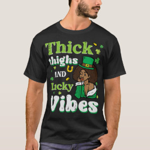 T-shirt St Patricks Afro Cuisses Épaisses Vibes Chanceuses