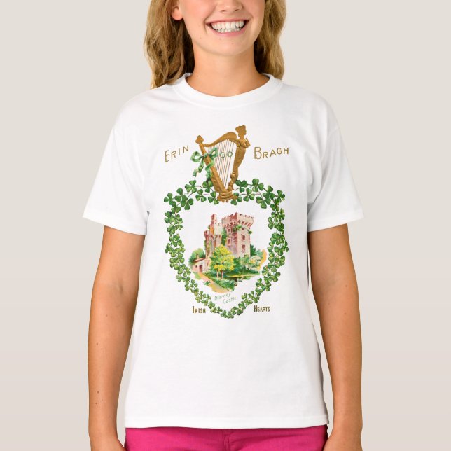 T-shirt St Patrick's Blarney Castle Harpe irlandaise d'Eri (Devant)