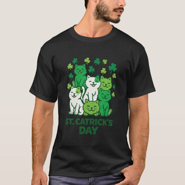 T-shirt St Patricks Catricks Day Chats Drôle Manches Longu (Devant)