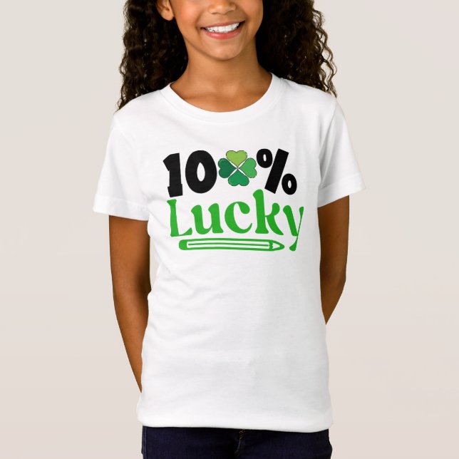 T-Shirt St Patrick's Day 100 % Lucky -61101 (Devant)