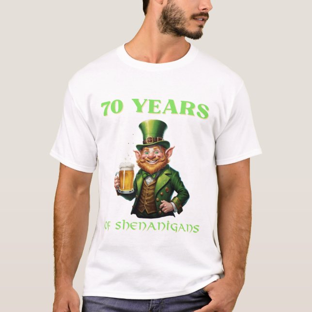 T-shirt St Patrick's Day 70 Ans Shenanigans Anniversaire (Devant)