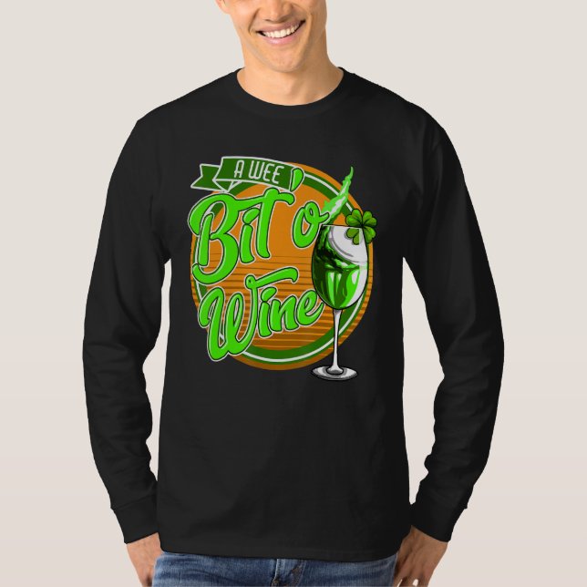 T-shirt St Patrick's Day A Wee Bit O' Wine Funny Mom Women (Devant)
