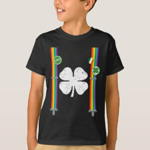 T-shirt St. Patrick's Day Arc-en-ciel Suspenders Clover Bo