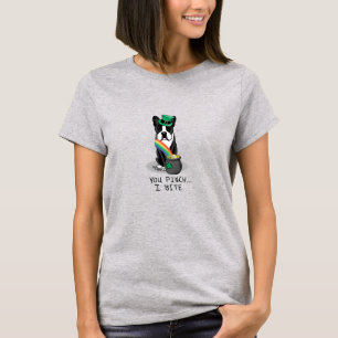 T-shirt St. Patrick's Day Boston Terrier (noir) mignon chi