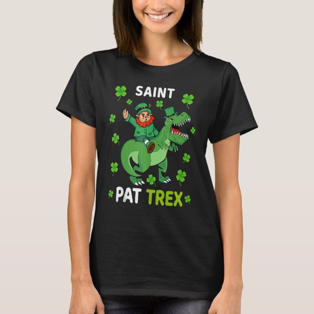 T-shirt St Patricks Day Boys Kids Toddler Trex Leprechaun  (Devant)