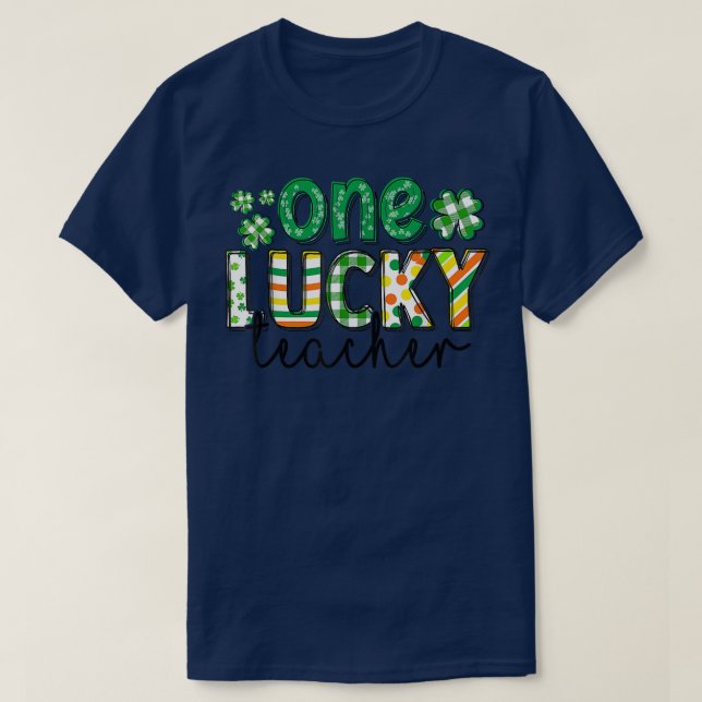 T-shirt St Patrick's Day Buffalo Plaid Teacher Tee One Luc (Design devant)