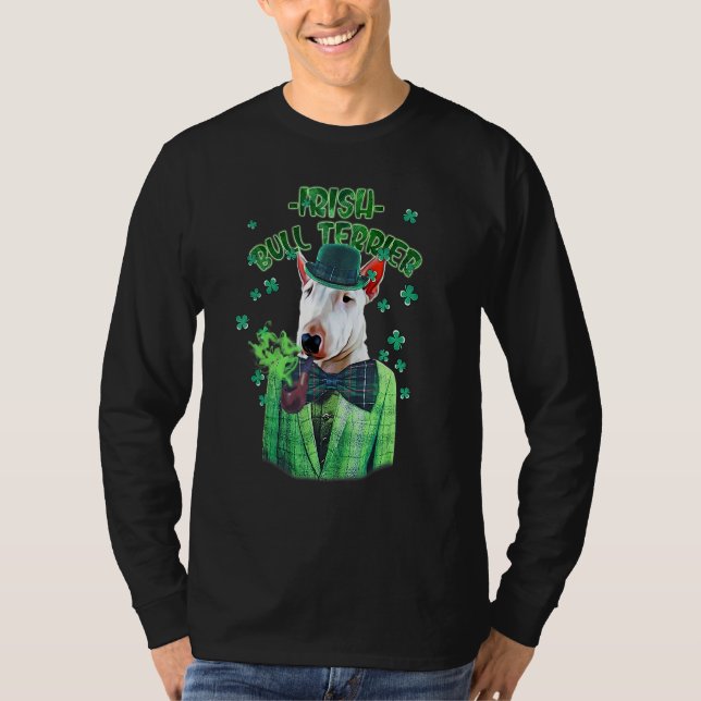 T-shirt St Patrick's Day Bull Terrier Chien Shamrock C (Devant)