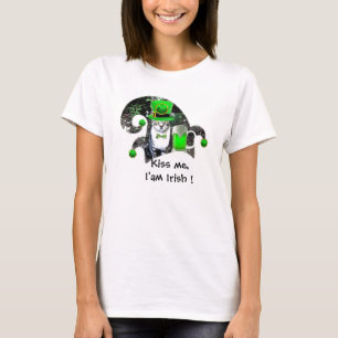 T-SHIRT ST PATRICK'S DAY CHAT AVEC BIÈRE IRLANDAISE VERTE,