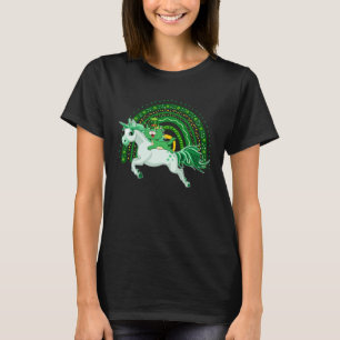 T-shirt St Patrick's Day Chat équitation Unicorn Cute C Ra