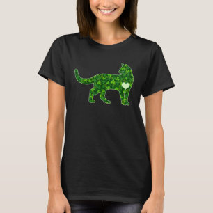 T-shirt St Patrick's Day Chat Irlandais Vert Shamrock Coeu