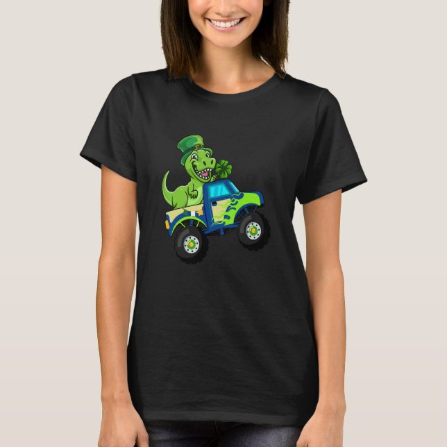 T-shirt St Patricks Day Cute Dinosaur Monster Truck (Devant)