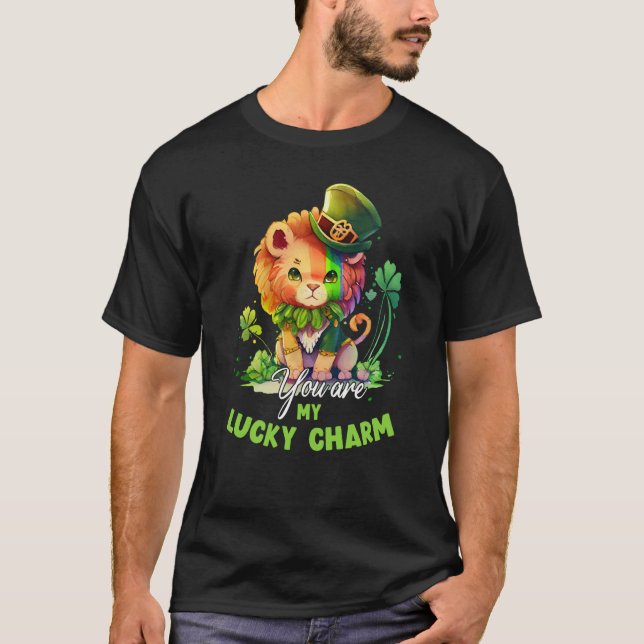 T-shirt St Patricks Day Cute Luck Charm Lion Kids (Devant)