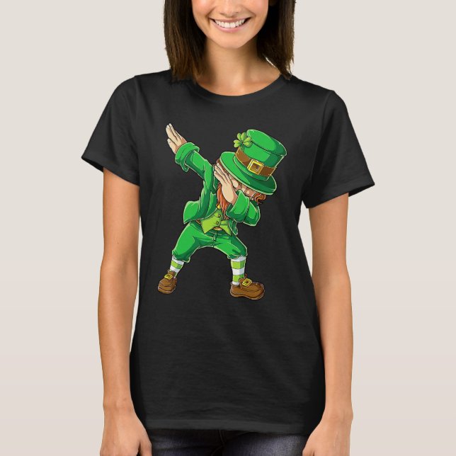 T-shirt St Patricks Day Dabbing Leprechaun Boys Men Funny  (Devant)