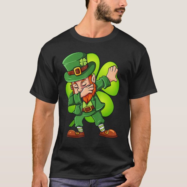 T-shirt St Patricks Day Dabbing Leprechaun Clover Boys Gir (Devant)