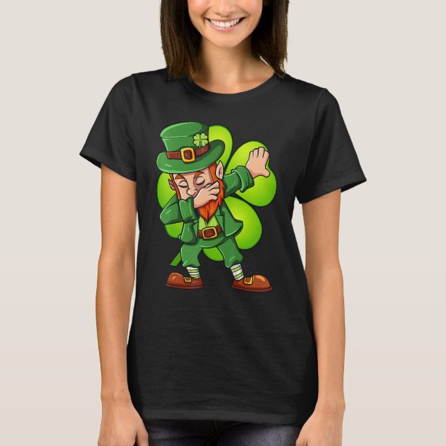 T-shirt St Patricks Day Dabbing Leprechaun Clover Boys Gir (Devant)