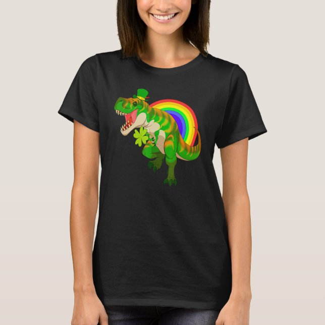 T-shirt St Patricks Day Dinosaur Irish Green T-Rex Leprech (Devant)