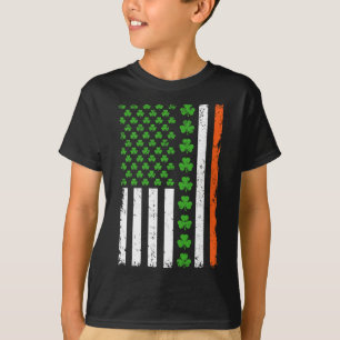 T-shirt St Patricks Day Drapeau Américain Us Shamrocks Hom