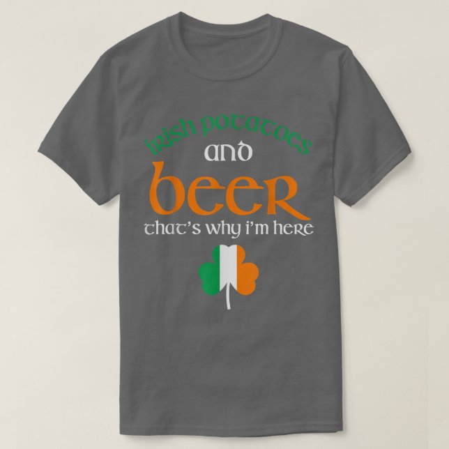 T-shirt St Patricks Day Drinking Beer Funny Irish Potatoes (Design devant)