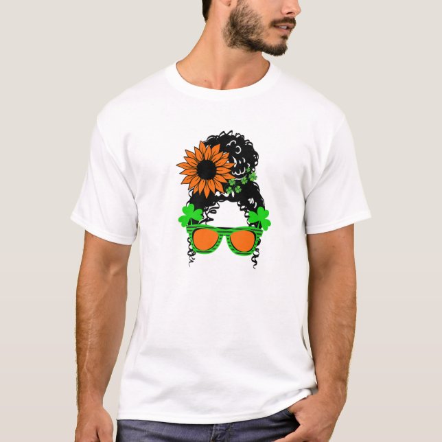 T-shirt St Patrick's Day Femme Empreinte de léopard Lunett (Devant)