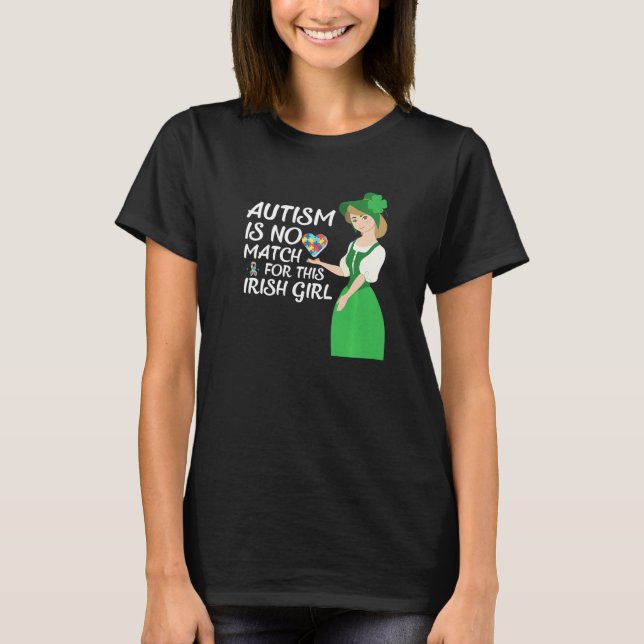 T-shirt St Patricks Day Four Leaf C Irish Girl Autism Awar (Devant)