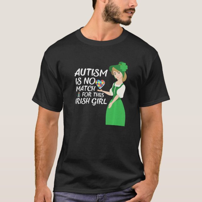 T-shirt St Patricks Day Four Leaf C Irish Girl Autism Awar (Devant)