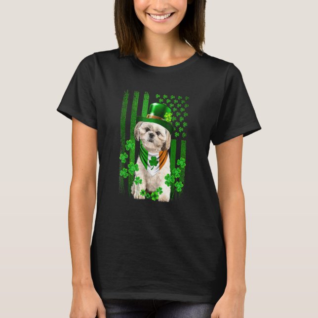 T-shirt St Patrick's Day Funny Leprechaun Shih Tzu (Devant)