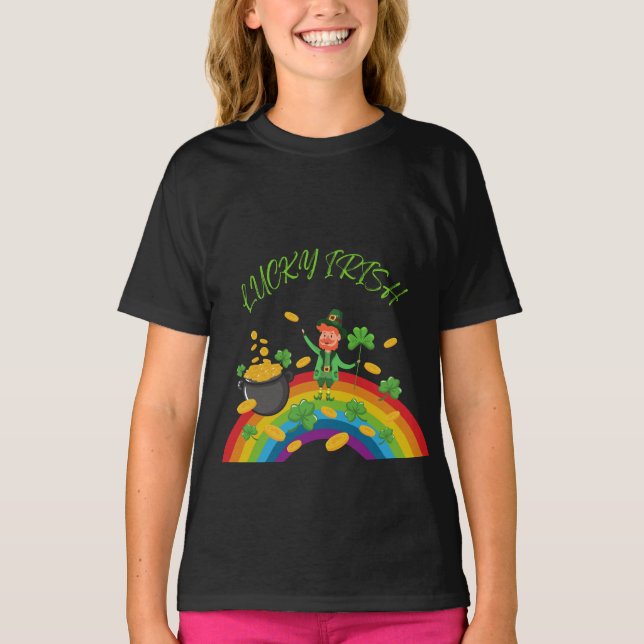 T-shirt St. Patricks Day -Funny Lucky Irish Leprechaun (Devant)