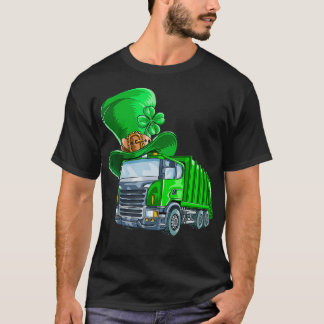 T-shirt St Patricks Day Garbage Truck  Shamrock Men Kids