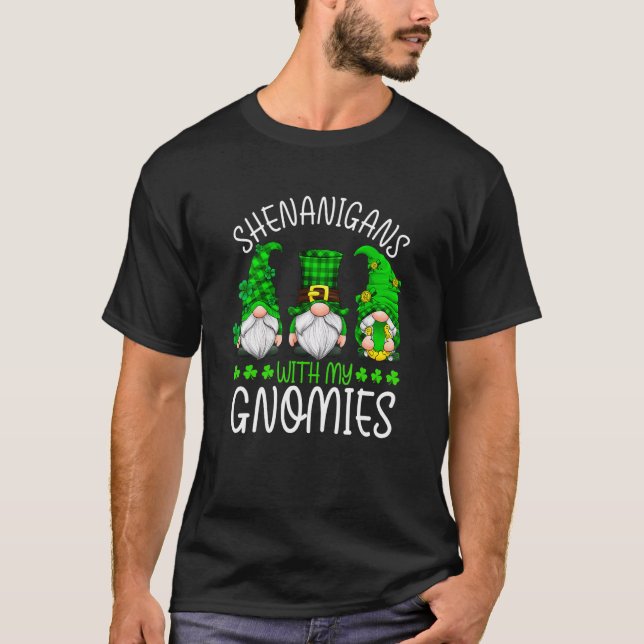 T-shirt St Patricks Day Gnome Let Shenanigans Begin Shamro (Devant)