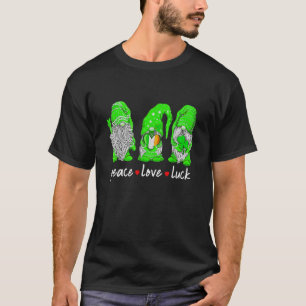 T-shirt St Patrick's Day Gnome Peace Love Luck Heart Shamr