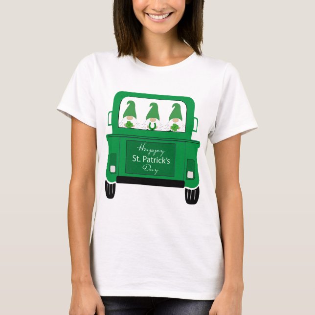 T-shirt St Patrick's Day Gnomes dans un camion (Devant)