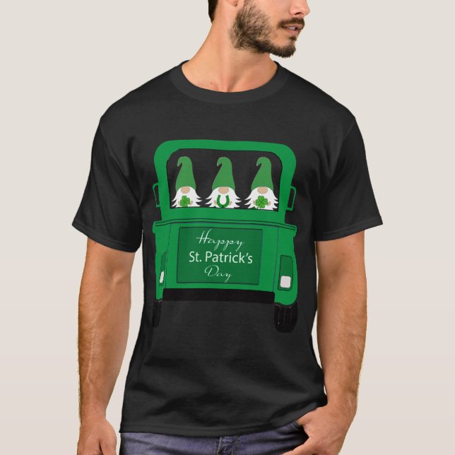 T-shirt St Patrick's Day Gnomes dans un camion (Devant)