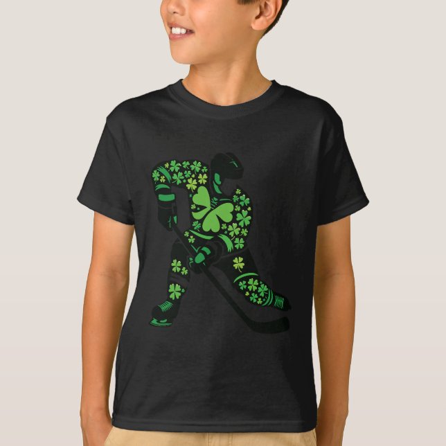 T-shirt St Patricks Day Hockey Player - Shamrock Spirit Sp (Devant)
