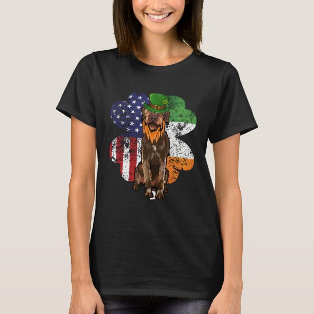 T-shirt St Patricks Day Irish American Wirehaired Pointing (Devant)