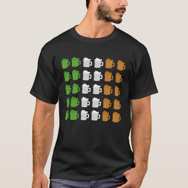 T-shirt St Patrick's Day  Irish Flag Beer Alcohol Pint Gla (Devant)