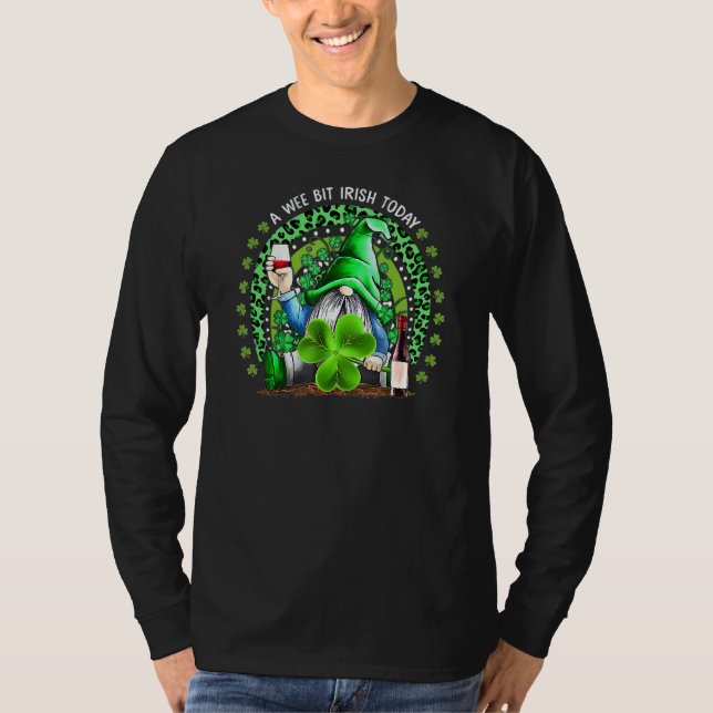 T-shirt St Patrick's Day Irish Gnome Drink Wine Shamrock R (Devant)